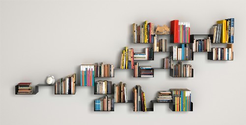 decoração de estantes de livros